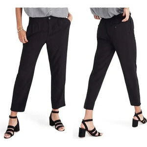Madewell Women's XS Pants High Waist Crop Track Trousers Black Button Elastic